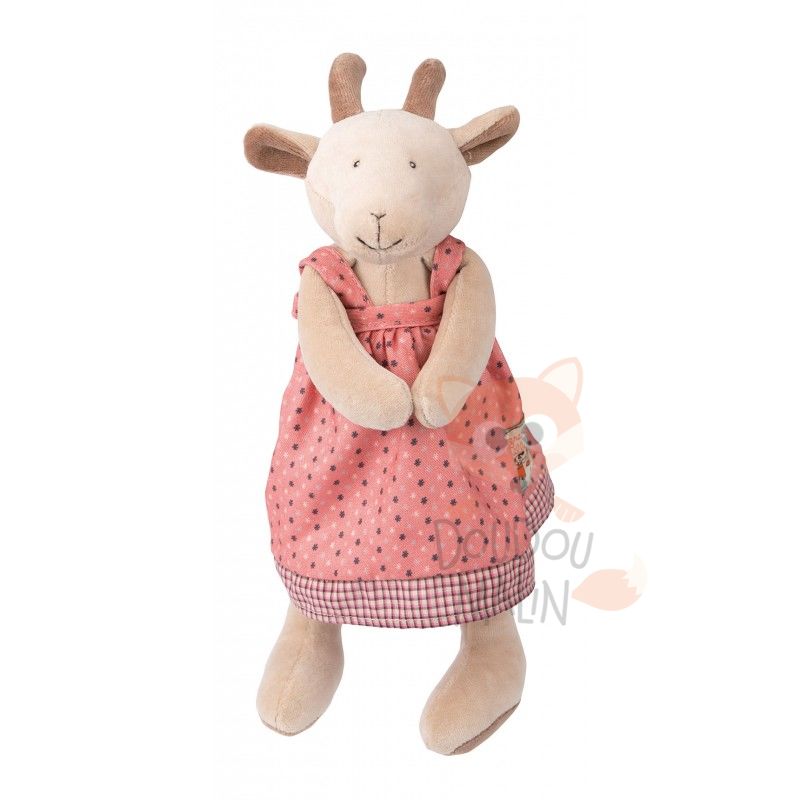 Moulin roty collection La grande famille Pierrette la biquette robe rose marron